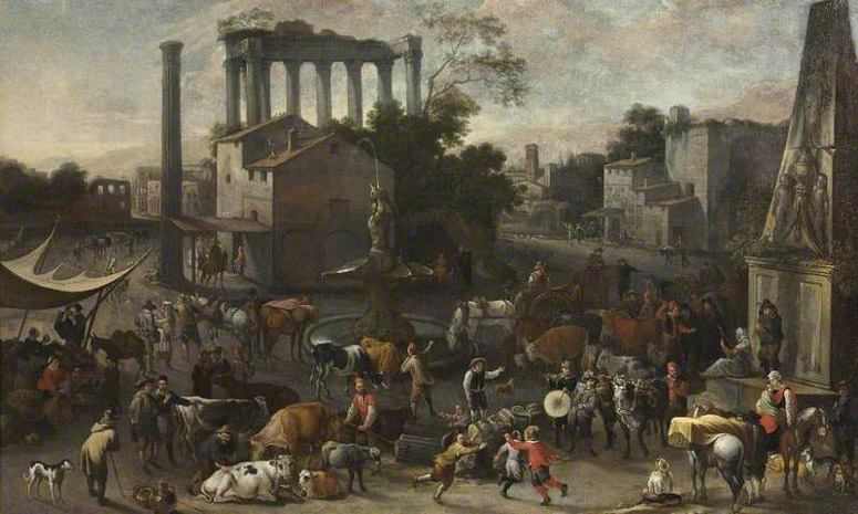 Adriaen de Bie,Campo Vaccino, Rome (1643)